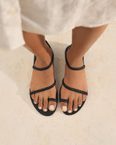Leather Braid Toe Ring Sandals |