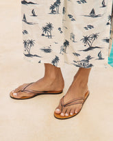 Leather Double Band Flip Flop Sandals |