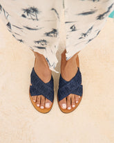 Raffia Leather Sandals |