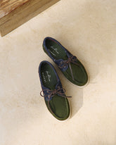 Swan Suede & Denim Boat Shoes |
