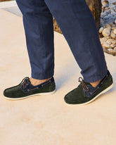 Scarpe da Barca Swan in Pelle Scamosciata e Denim |