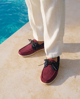 Swan Suede & Denim Boat Shoes |