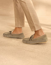 Mocassini In Camoscio E Lana |