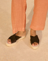 Suede Double Sole<br />Crossed Bands Sandals - New Arrivals Women | 