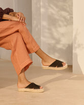 Suede Double Sole<br />Crossed Bands Sandals |