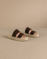 Suede Double Sole<br />Two Bands Sandals |