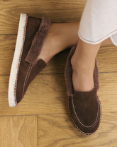 Suede With Faux Fur Slippers |