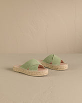 Suede Double Sole<br />Crossed Bands Sandals |