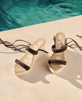 Soft Suede Two Braided Bands Wedge Espadrilles |