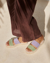 Suede Double Sole<br />Two Bands Sandals |