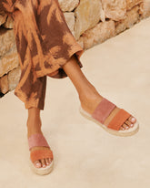 Suede Double Sole<br />Two Bands Sandals |