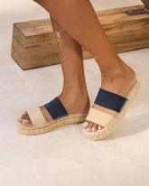 Suede Double Sole<br />Two Bands Sandals |