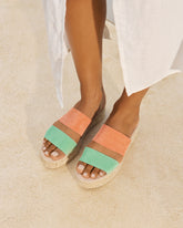 Sandali a Due Fasce in Pelle Scamosciata con Doppia Suola |