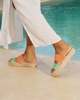 Sandali a Due Fasce in Pelle Scamosciata con Doppia Suola |