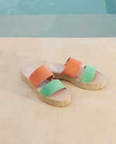 Sandali a Due Fasce in Pelle Scamosciata con Doppia Suola |