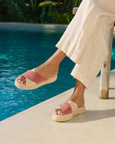 Suede Double Sole<br />Crossed Bands Sandals |