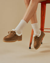 Suede Lace-Up Boots With Faux Fur |