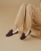 Suede Mocassins With Faux Fur |