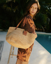 Natural Raffia and Leather<br />Basket Bag - Bags & Accessories | 