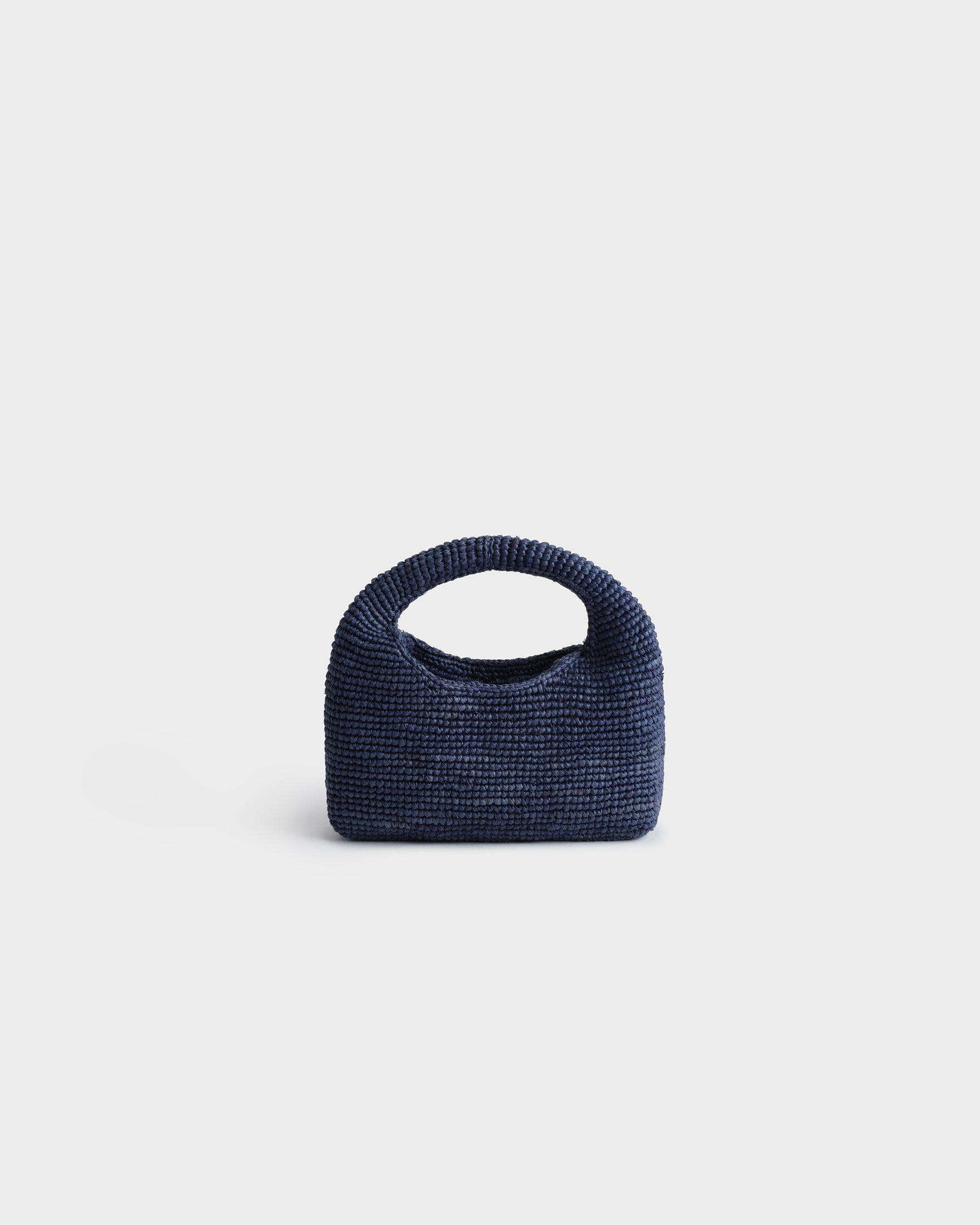 Manebi | Raffia Halfmoon Bag - Vintage Navy