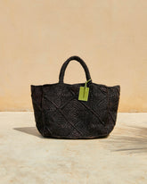 Raffia Sunset Bag Large - Black Crochet | 
