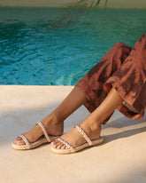 Leather and Jute Two Bands Sandals |