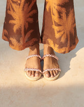 Leather and Jute Two Bands Sandals |