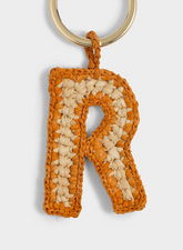 Natural Raffia Letter R Charm Keyring |