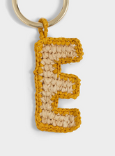 Natural Raffia Letter E Charm Keyring |