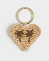 Natural Raffia Heart Charm Keyring |