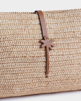 Natural Raffia & Tan Leather Kaia Clutch |