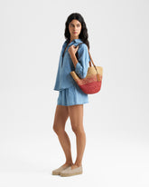 Borsa Basket in Rafia e Pelle |