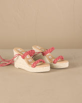 Soft Suede Two Braided Bands Wedge Espadrilles |