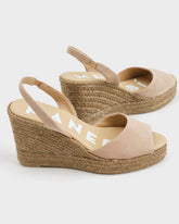 Espadrillas con Zeppa in Pelle Scamosciata con Cinturino |