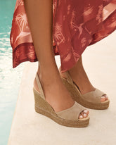 Soft Suede Slingback Wedge Espadrilles |