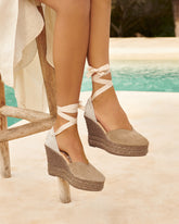 Soft Suede Heart-Shaped Wedge Espadrilles |