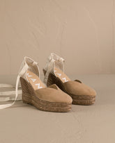 Soft Suede Heart-Shaped Wedge Espadrilles |
