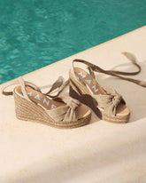 Soft Suede Wedge Espadrilles With Knot |