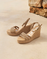 Espadrillas in Morbida Pelle Scamosciata con Zeppa a Tre Fasce |