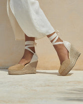 Soft Suede Heart-Shaped Wedge Espadrilles |