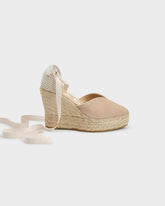 Suede Heart-Shaped Wedge Espadrilles |