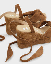 Soft Suede Wedge Espadrilles With Knot |
