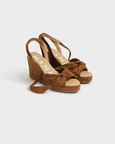 Soft Suede Wedge Espadrilles With Knot |
