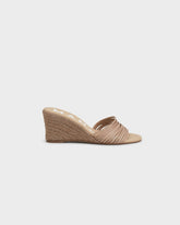 Espadrillas Mule con Zeppa e Fasce Multiple in Pelle |