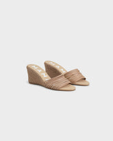 Espadrillas Mule con Zeppa e Fasce Multiple in Pelle |