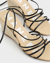 Leather Lace-Up Low Wedge Espadrilles |