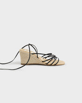 Leather Lace-Up Low Wedge Espadrilles |