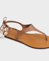 Leather Thongs Sandals With Shell Anklet |