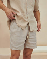 Light Linen Malibu Shorts - Kaki Beige | 