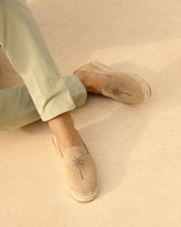 Suede With Embroidery Espadrilles - Palm Springs Washed Beige + Palm On Tone | 